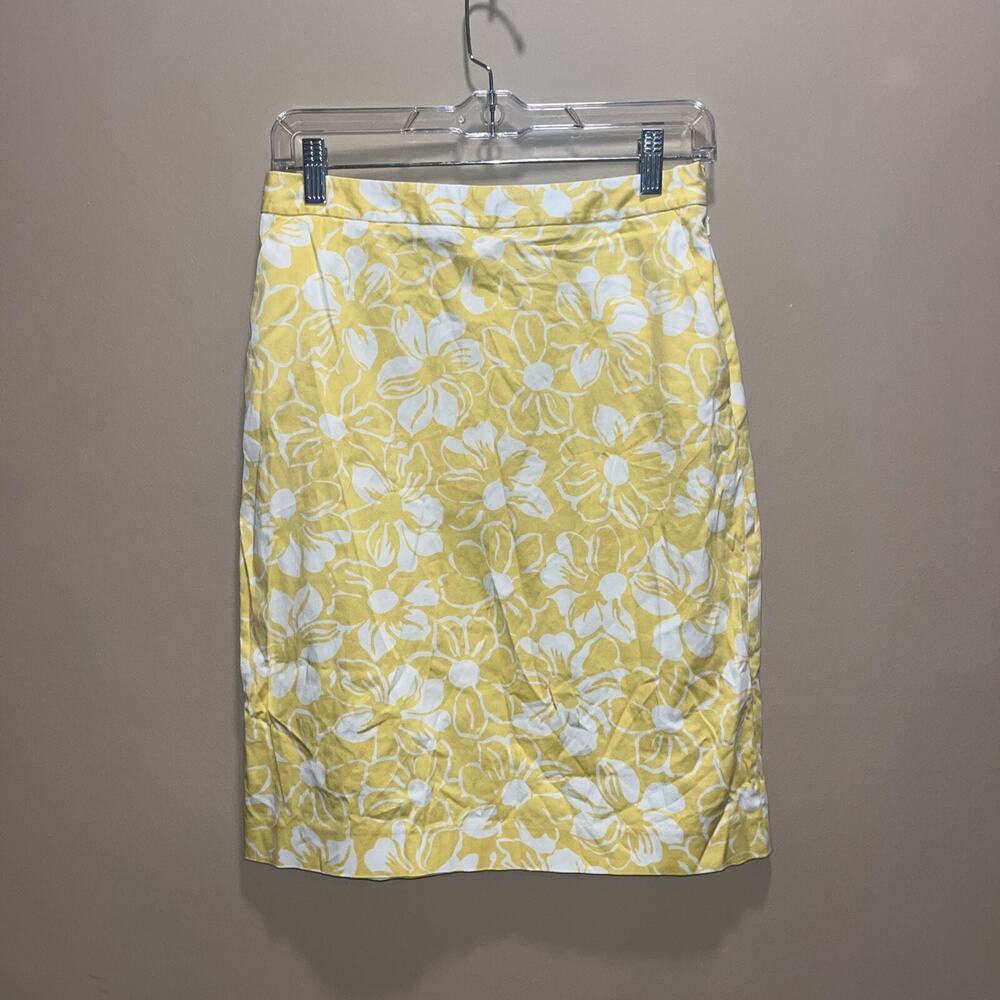 346" Brooks Brothers Women's Yellow Floral Pencil Skirt 2 Preppy Tropical Classy